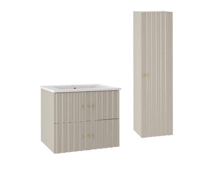 Conjunto de muebles con lavabo individual encastrado 60cm y columna izae cachemira