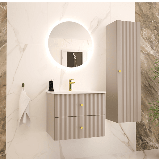 Conjunto móvel lavatório simples embutido 60cm coluna Izae Caxemira