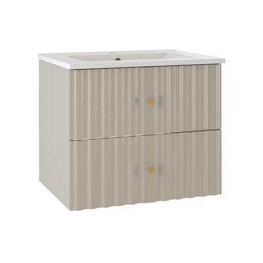Conjunto móvel lavatório simples embutido 60cm coluna Izae Caxemira