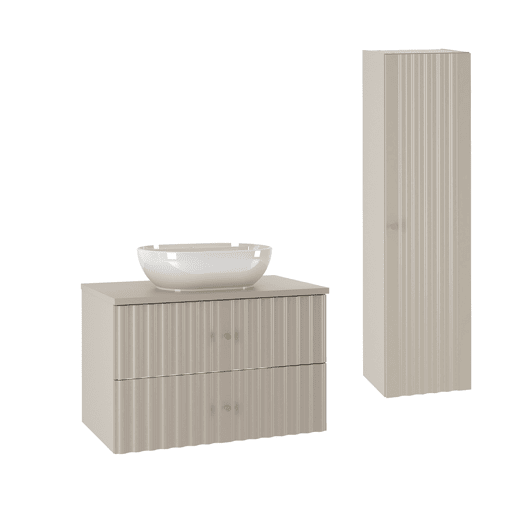 Conjunto móvel simples lavatório 80cm e coluna Izae Caxemira