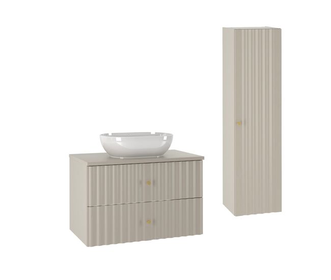 Conjunto de muebles con lavabo individual 80cm y columna izae cachemira