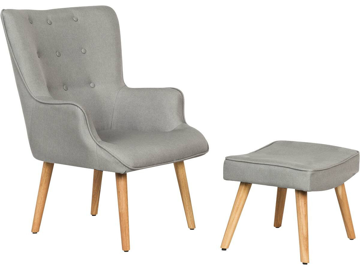 Sillón escandinavo en tela "odense" - 73 x 81 x 92,5 cm - gris claro