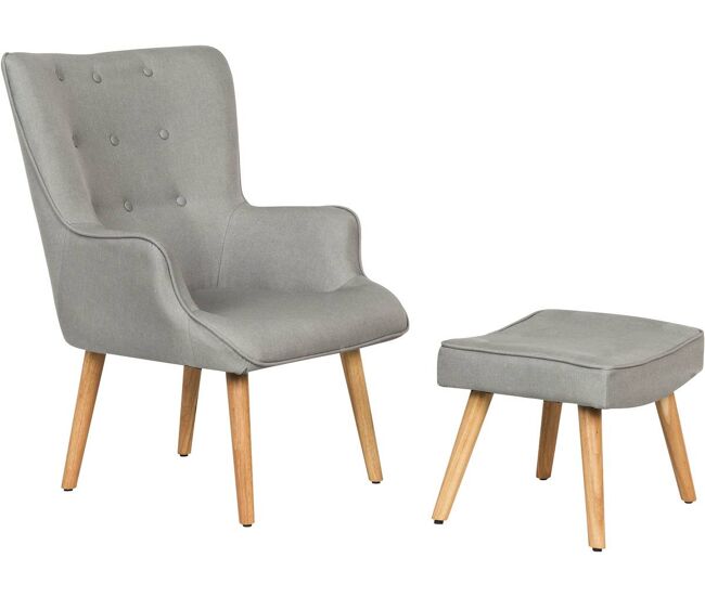 Sillón escandinavo en tela "odense" - 73 x 81 x 92,5 cm - gris claro