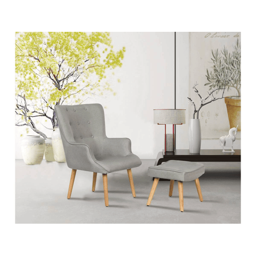 Poltrona estilo escandinavo em tecido Odense - 1 lugar - Cinza claro