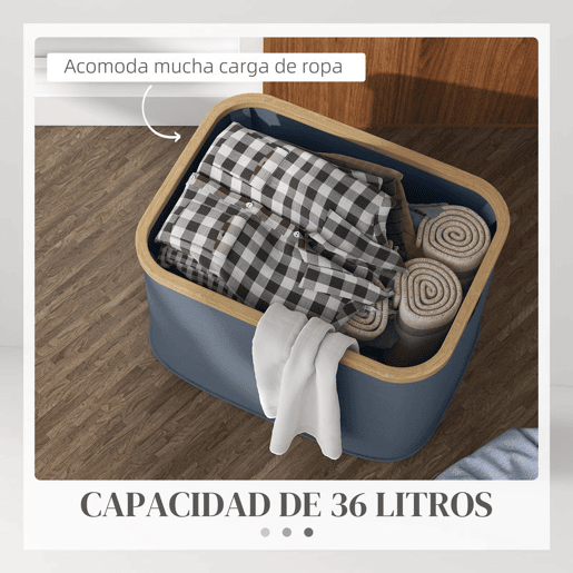 HOMCOM Cesto para Roupa Dobrável Cesto para Roupa Suja 36 L com Pega para Casa de Banho Dormitório Lavandaria 44,3x33,3x26,5 cm Cinza