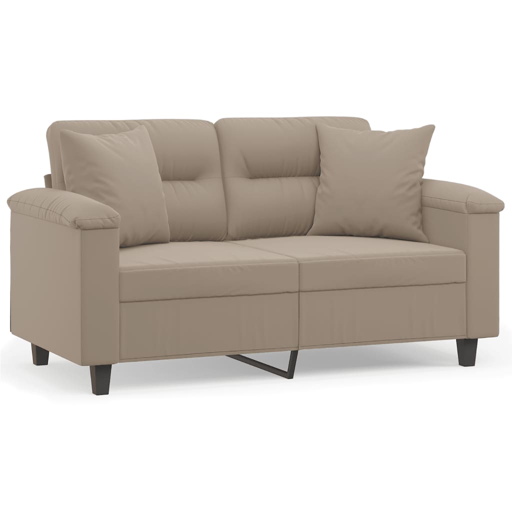 vidaxl sofa de 2 plazas con cojines tela microfibra gris taupe 120 cm