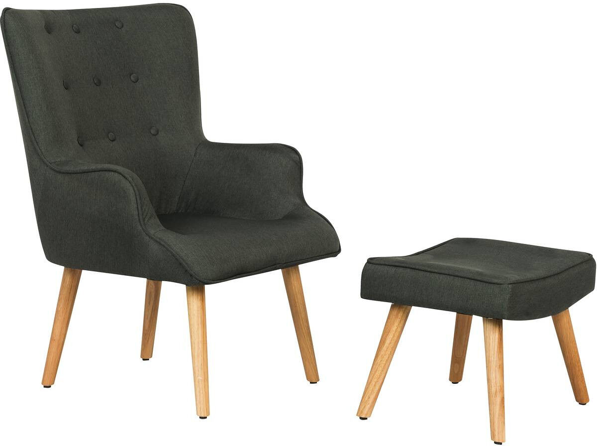 Sillón escandinavo en tela "odense" - 73 x 81 x 92,5 cm - gris oscuro