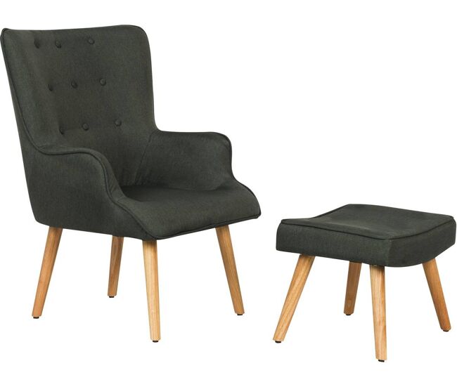 Sillón escandinavo en tela "odense" - 73 x 81 x 92,5 cm - gris oscuro