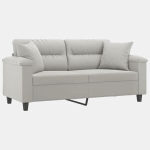 vidaXL Sofá 2 lugares c almofadas 140 cm microfibra cinzento-claro