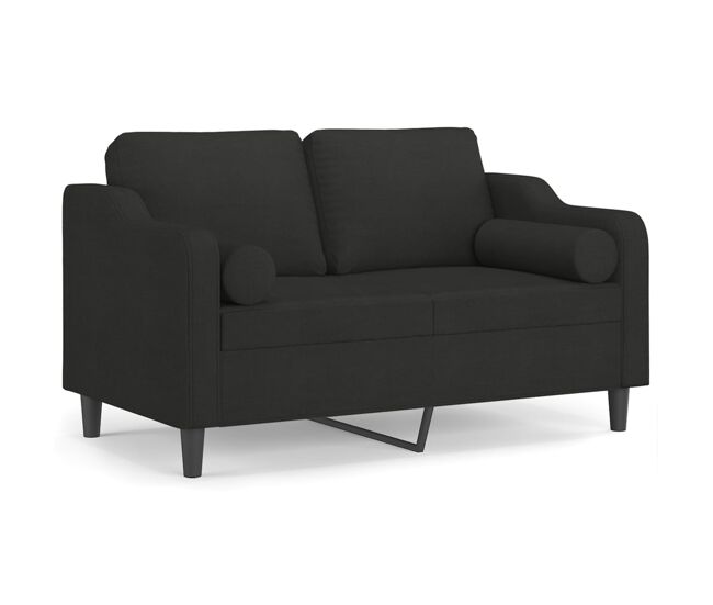 Vidaxl sofá de 2 plazas con cojines tela negro 120 cm