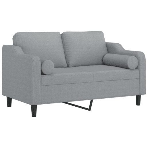 vidaXL Sofá 2 lugares + almofadas decorativas 120cm tecido cinza-claro vidaXL Sofá 2 lugares + almofadas decorativas 120cm tecido cinza-claro
