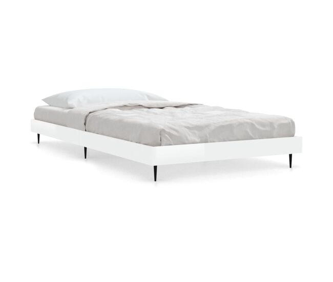 Estructura de cama madera contrachapada blanco brillo 90x200cm