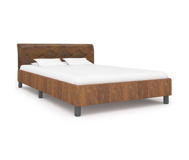 Estructura de cama de piel de ante artificial marrón 120x200 cm