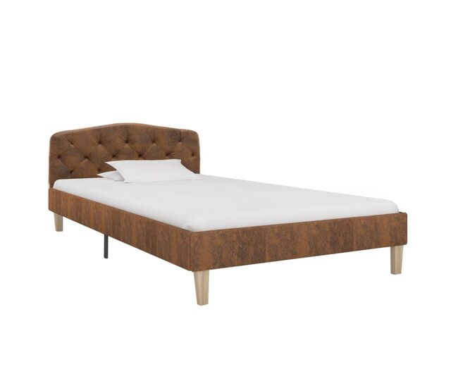 Estructura de cama de piel de ante artificial marrón 90x200 cm