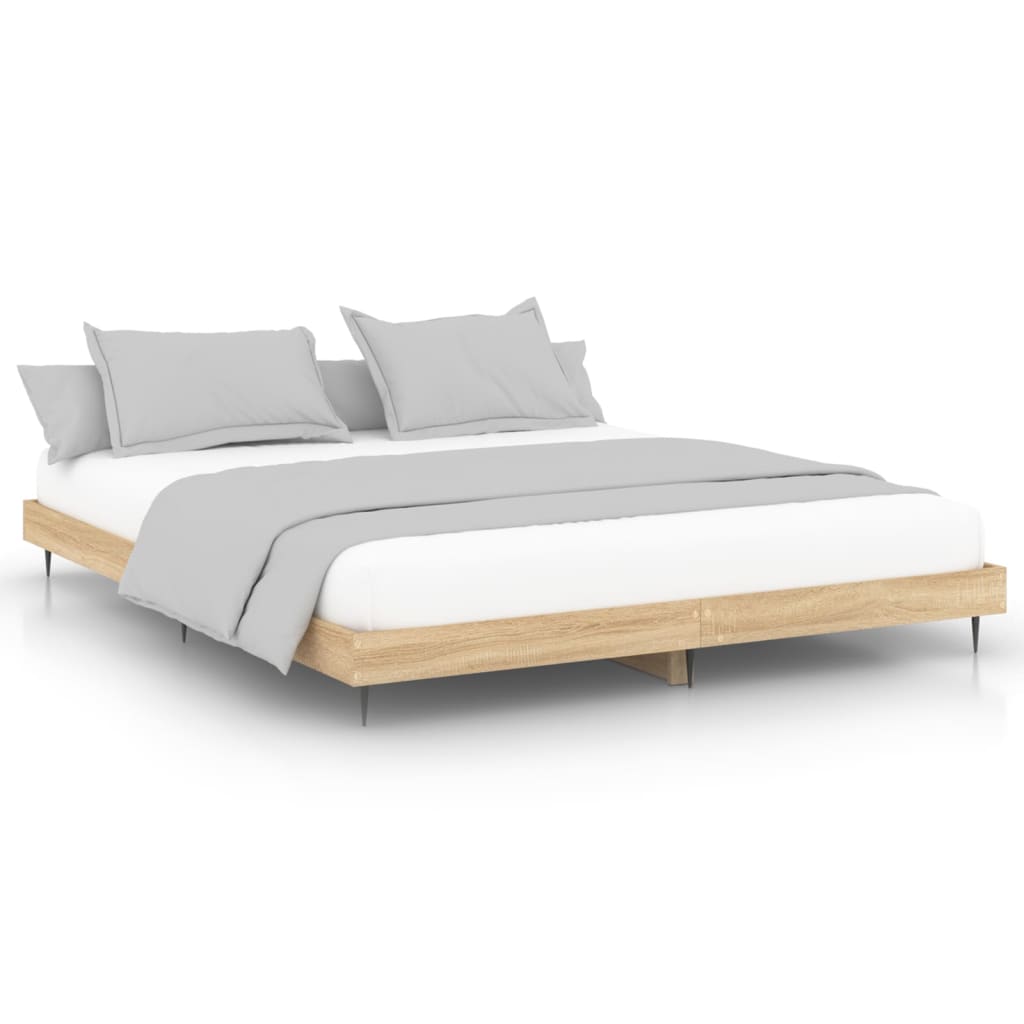 estructura de cama madera contrachapada roble sonoma 140x200 cm