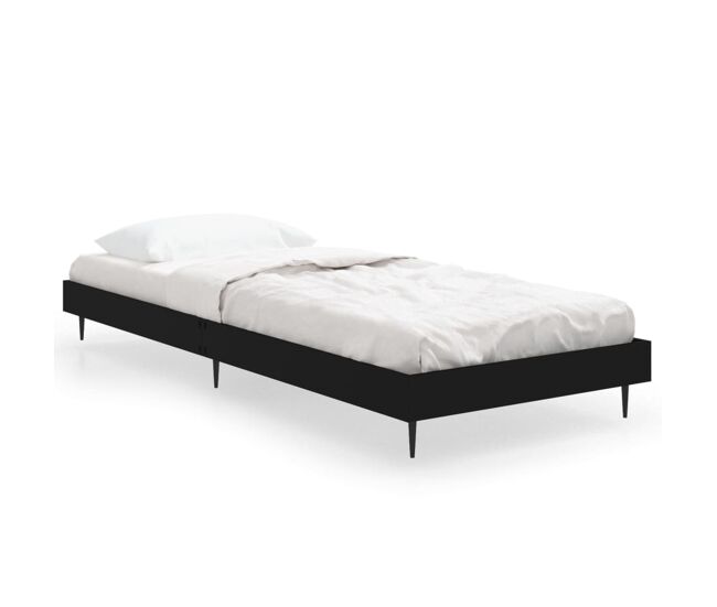 Estructura de cama madera contrachapada negra 75x190 cm