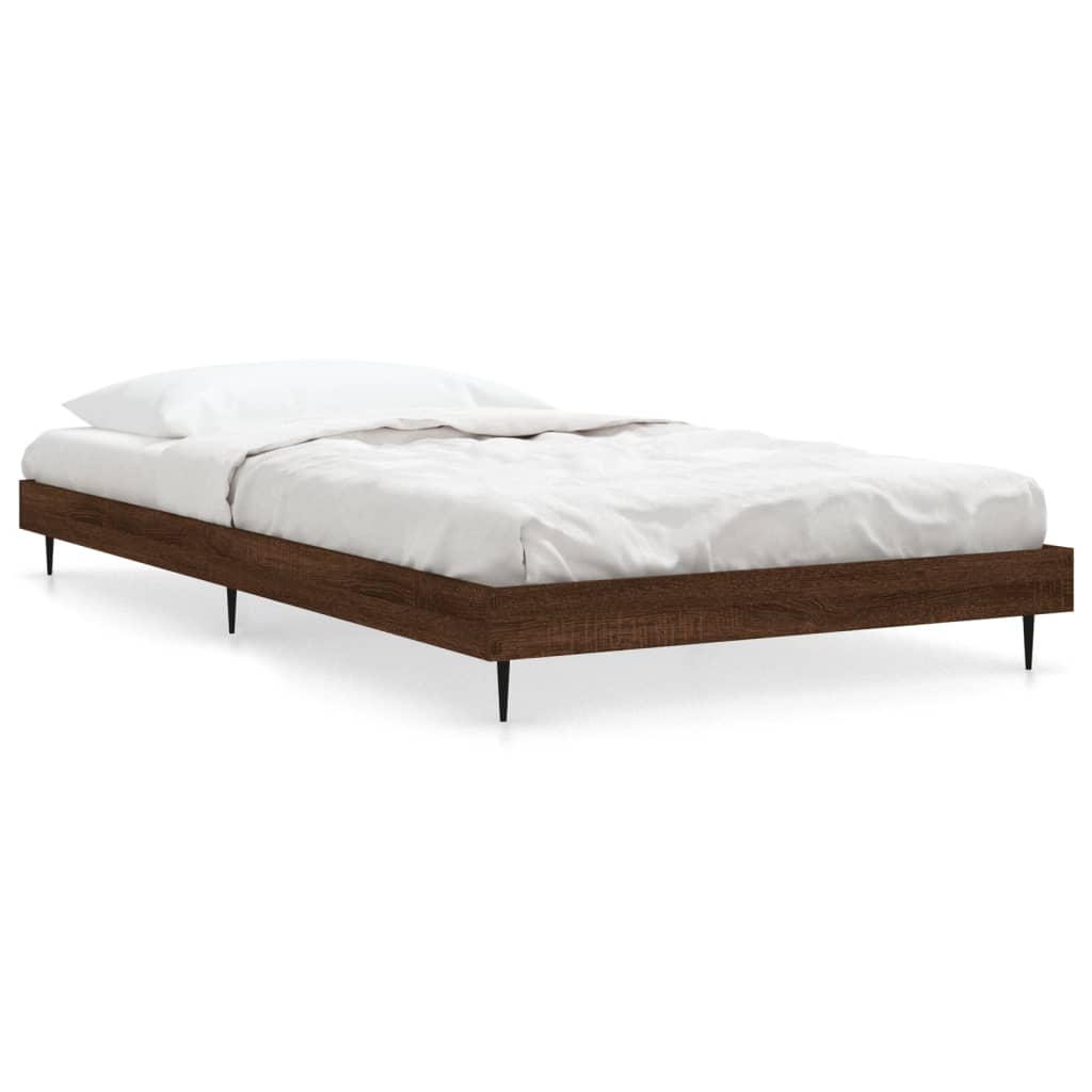 Estructura de cama madera contrachapada marrón roble 100x200 cm