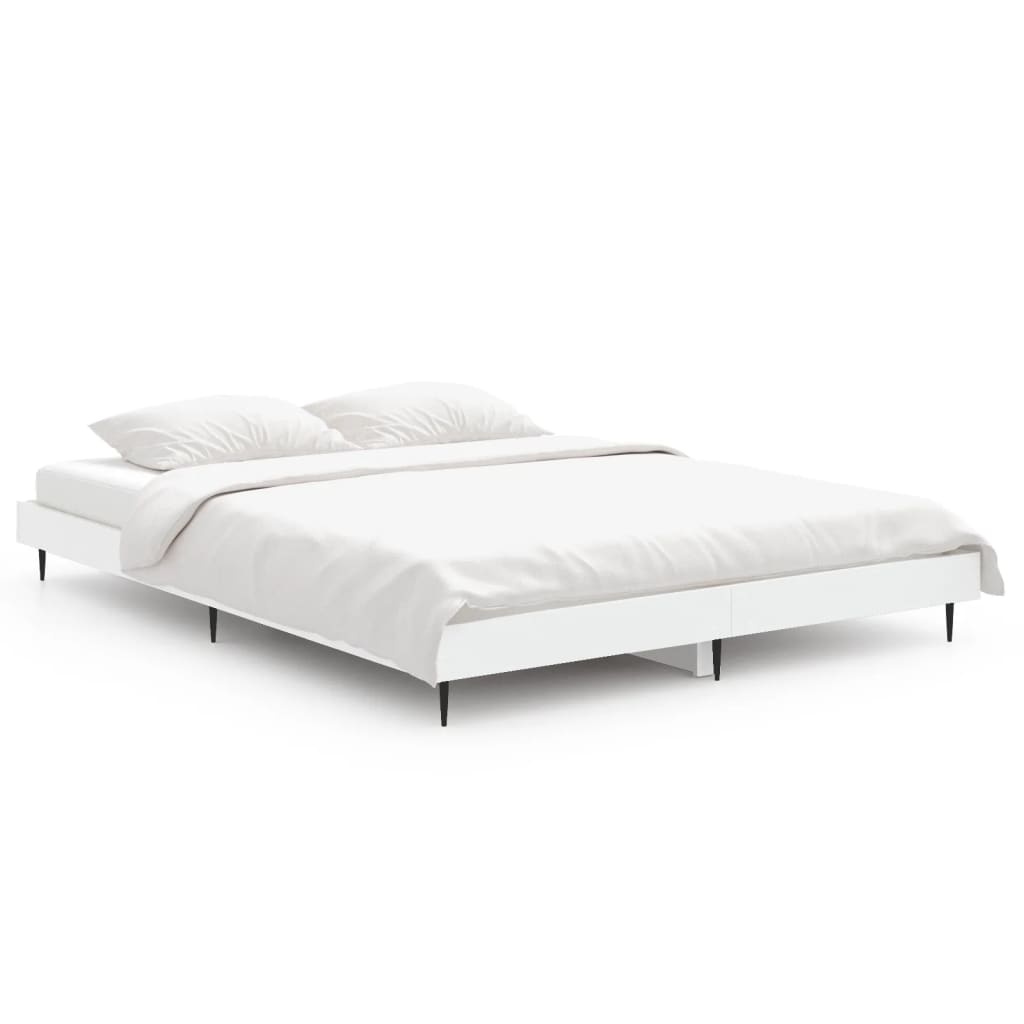 Estructura de cama de madera contrachapada blanca 140x190 cm