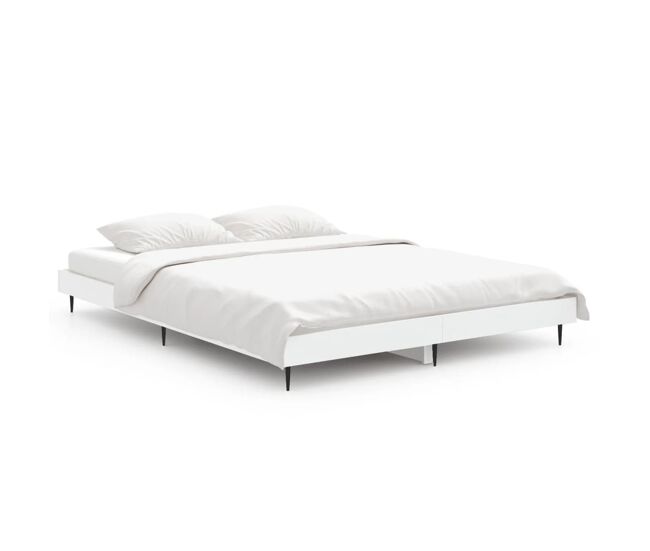 Estructura de cama de madera contrachapada blanca 140x190 cm