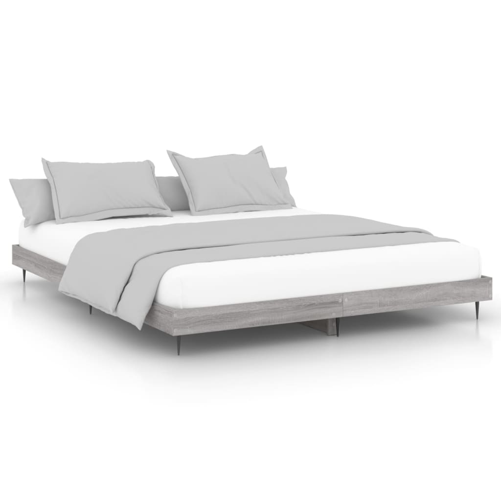Estructura de cama madera contrachapada gris sonoma 160x200 cm