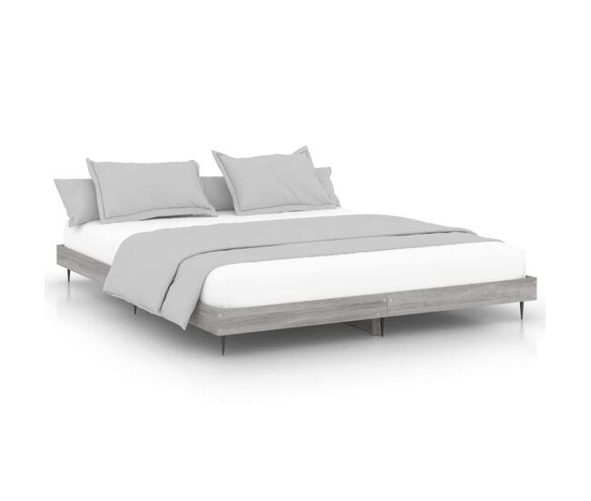Estructura de cama madera contrachapada gris sonoma 160x200 cm