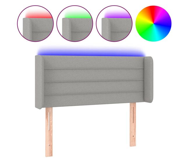 Cabecero con led de tela gris claro 83x16x78/88 cm