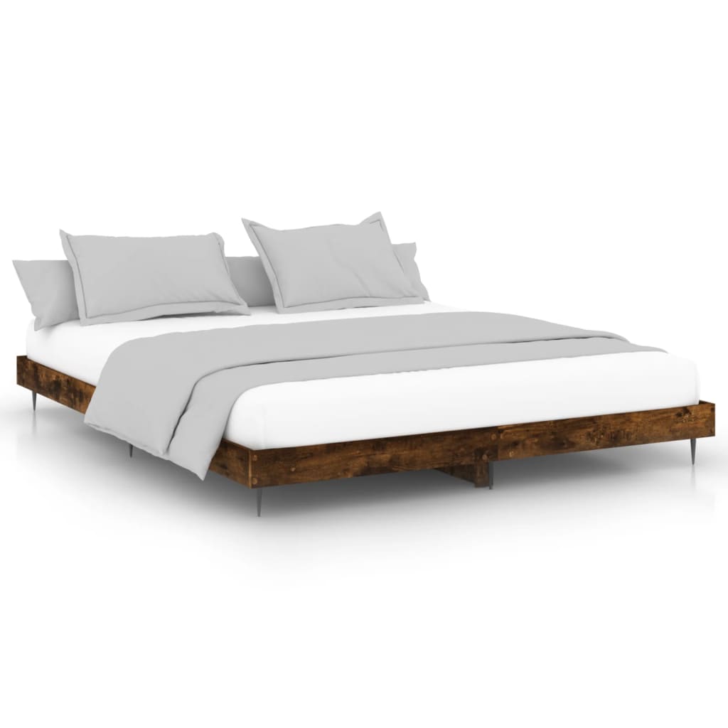 Estructura de cama madera contrachapada roble ahumado 100x200cm