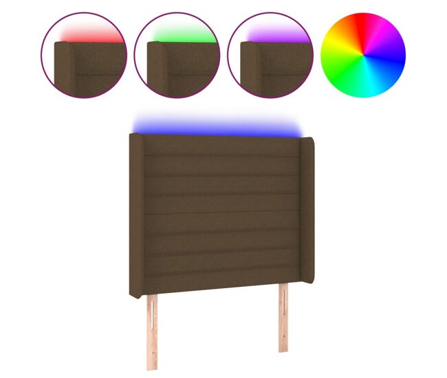 Cabecero con led de tela marrón oscuro 83x16x118/128 cm