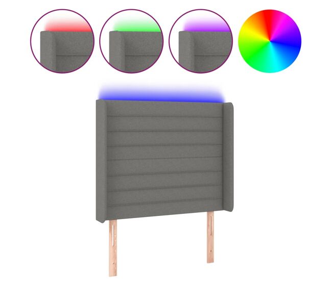 Cabecero con led de tela gris oscuro103x16x118/128 cm
