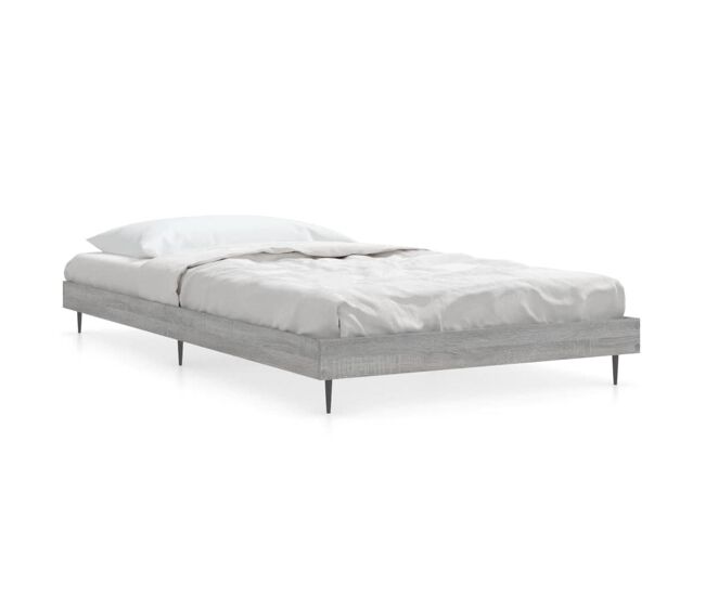 Estructura de cama madera contrachapada gris sonoma 90x200 cm