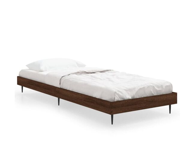 Estructura de cama madera contrachapada roble marrón 75x190 cm
