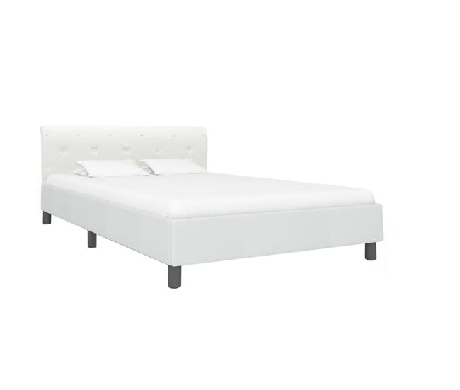 Estructura de cama de cuero sintético blanco 140x200 cm