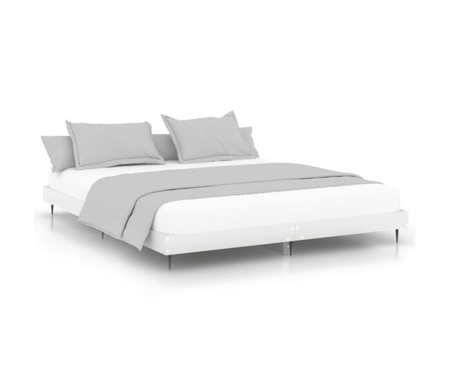 Estructura de cama con led madera maciza blanca 200x200 cm