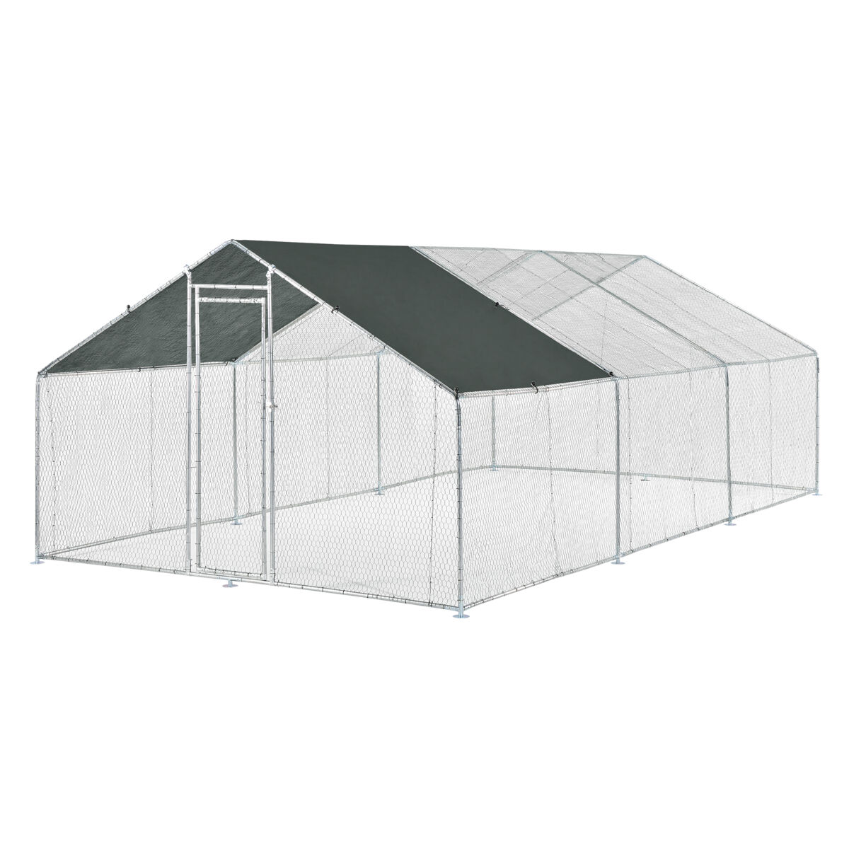 Jaula al aire libre wels voladero - 3 x 6 x 2 m - color plata y verde oscuro [pro.tec]