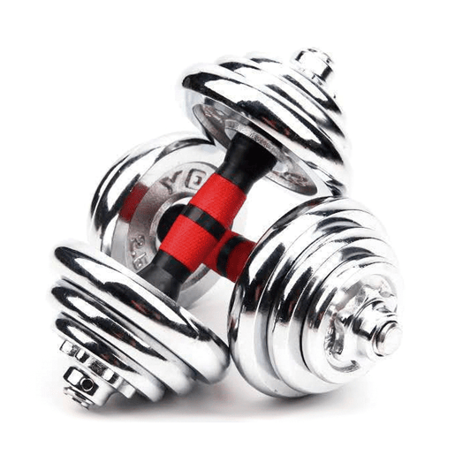 Conjunto completo de musculação para treino em casa. Inclui barra, pesos e discos para um treino de força integral.