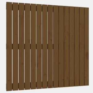 vidaXL Cabeceira de parede 95,5x3x90 cm pinho maciço castanho-mel