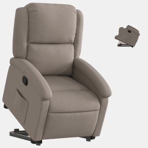vidaXL Poltrona reclinável elevatória tecido cinzento-acastanhado