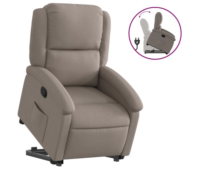 Vidaxl sillón reclinable elevable tela gris taupe