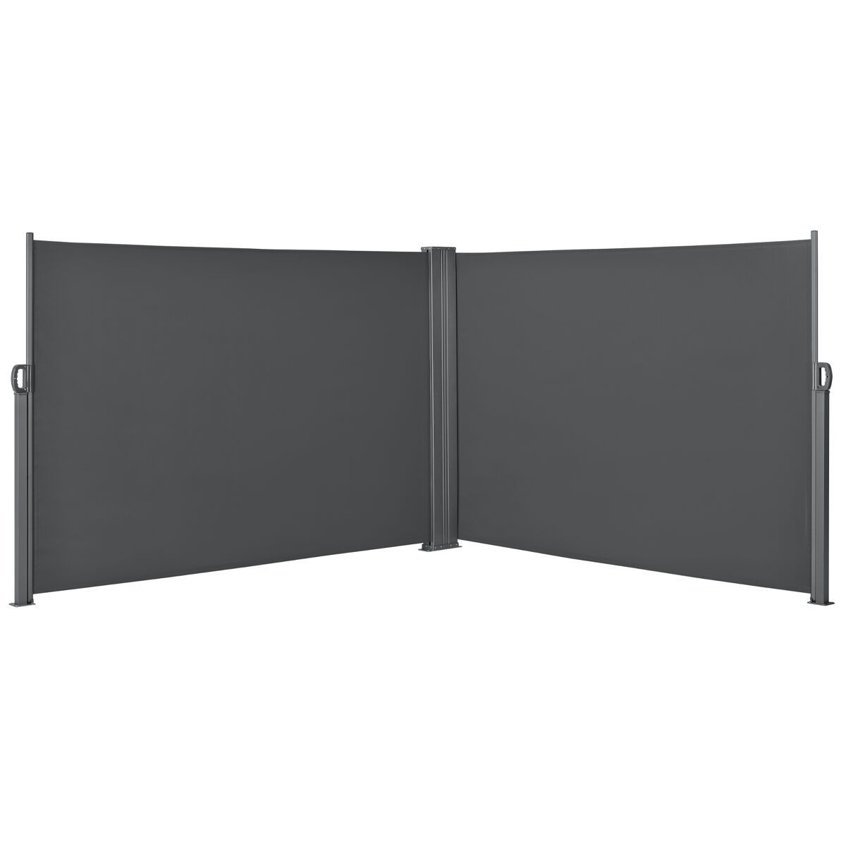 Toldo lateral doble alcazaba - exterior - acero y poliéster - gris - 160 x (2x 300) cm [pro.tec]