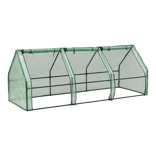 Estufa de jardim pequena Höflein PE aço 240x90x90 cm verde en.casa