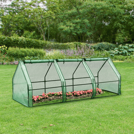 Estufa de jardim pequena Höflein PE aço 240x90x90 cm verde en.casa