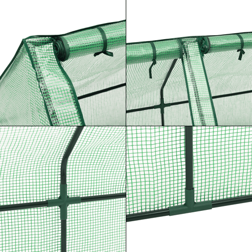 Estufa de jardim pequena Höflein PE aço 240x90x90 cm verde en.casa