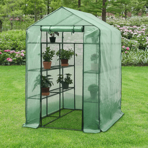 Estufa de jardim Vale aço PE 120 x 170 x 194 cm verde en.casa