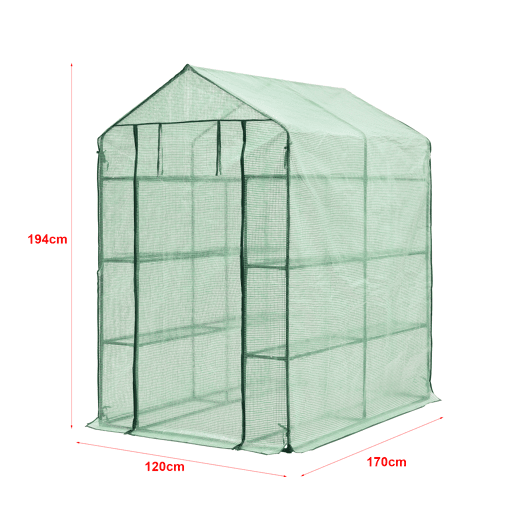 Estufa de jardim Vale aço PE 120 x 170 x 194 cm verde en.casa