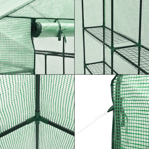 Estufa de jardim Vale aço PE 120 x 170 x 194 cm verde en.casa