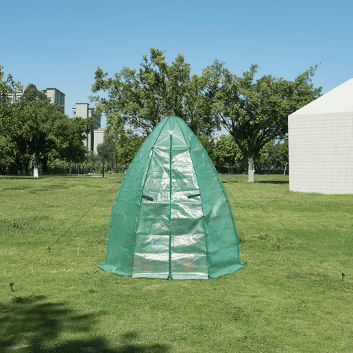 Estufa exterior de alumínio Hunze com grelha de aço e cobertura PE 183 x Ø 160 cm - Verde en.casa