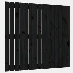 vidaXL Cabeceira de parede 95,5x3x90 cm madeira de pinho maciça preto