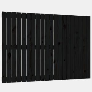 vidaXL Cabeceira de parede 127,5x3x90 cm madeira de pinho maciça preto