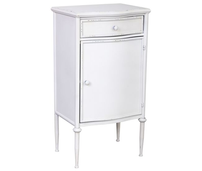 Mesita de metal de 1 cajon y 1 puerta blanco 46.5x36.5x86h cm