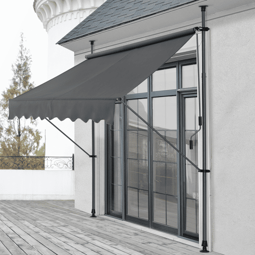 Toldo articulado com armação de enrolar - Cinzento - 250 x 118 x 205-300 cm pro.tec